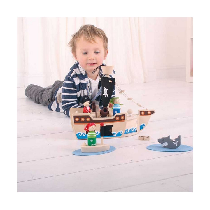 Bigjigs Toys Pirátská loď s piráty