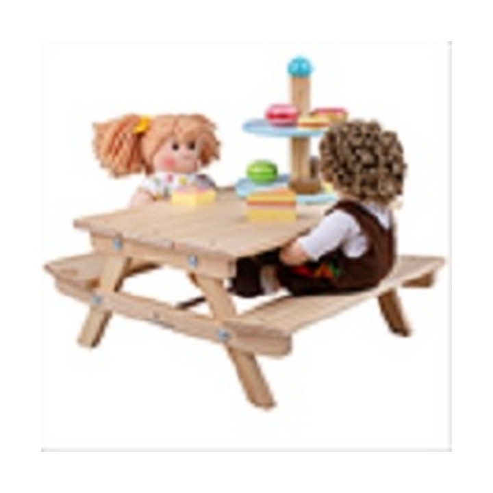 Bigjigs Toys Dřevěná pikniková lavička pro panenky