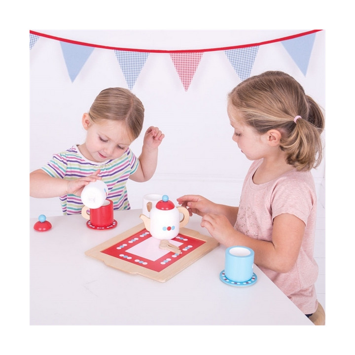 Bigjigs Toys Čajový servis s puntíky