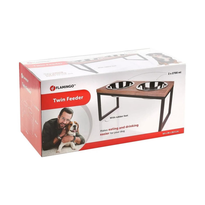 Flamingo Tommy Duo Dinner Stojan se 2 nerezovými miskami 2700ml