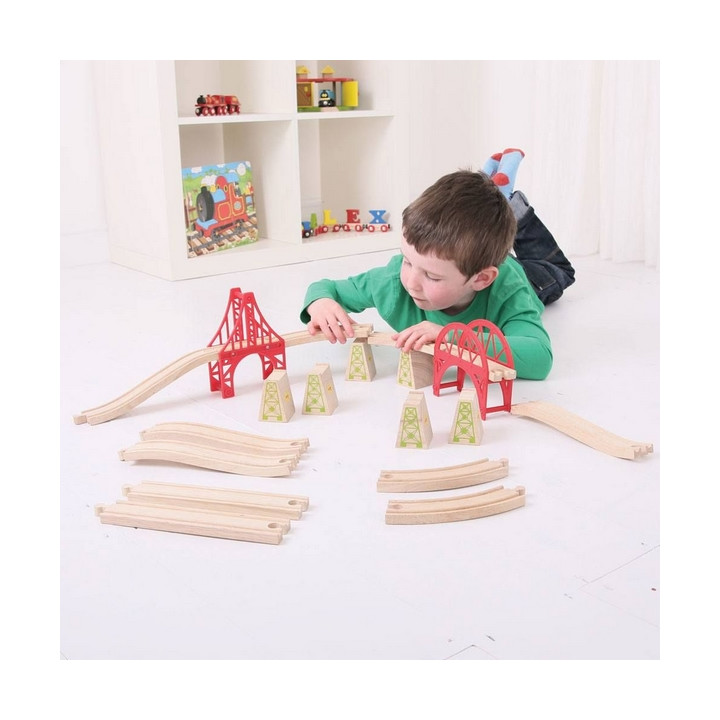 Bigjigs Rail Dřevěné koleje set most 18 dílů