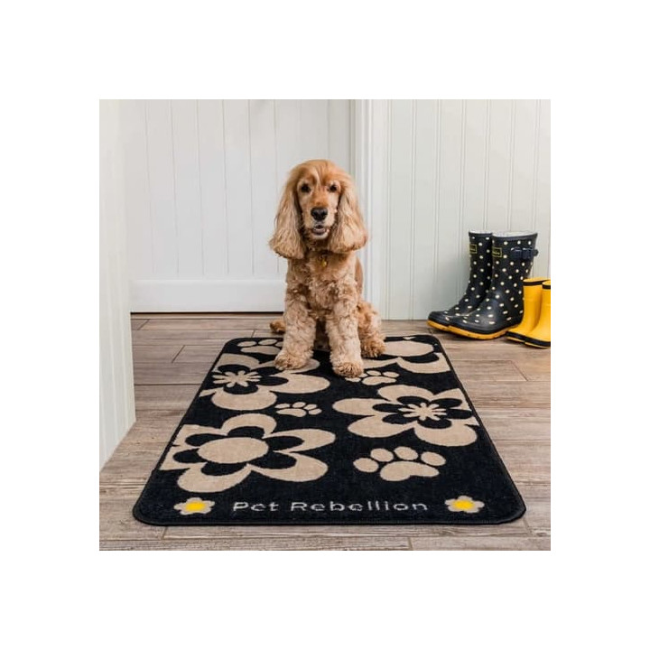 PET REBELLION Běhoun XL Flowers Black 57x110cm
