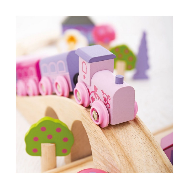 Bigjigs Rail Dřevěná vláčkodráha osmička pro princezny 40 dílů
