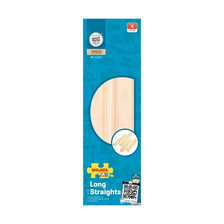Bigjigs Rail Dlouhé rovné koleje 21 cm 4 ks