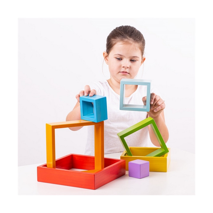 Bigjigs Baby Dřevěné skládací čtverce