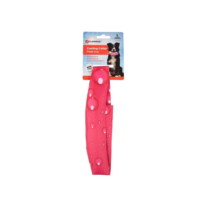 Flamingo Chladící obojek pro psy vzor kapky fuchsia L 49-56cm