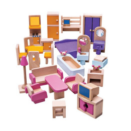 Bigjigs Toys Dřevěný nábytek do domečku pro panenky