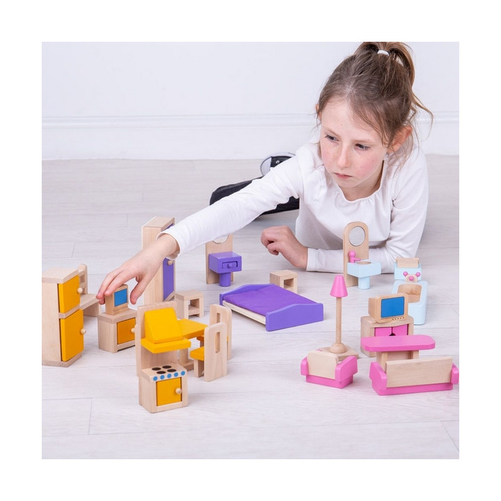 Bigjigs Toys Dřevěný nábytek do domečku pro panenky