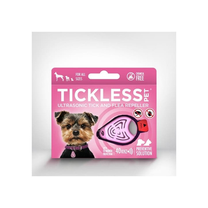 TICKLESS PET Ultrazvukový odpuzovač klíšťat a blech pro psy Růžová