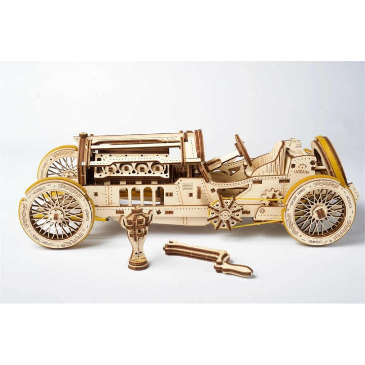 Ugears 3D dřevěné mechanické puzzle U9 Auto (Grand Prix)