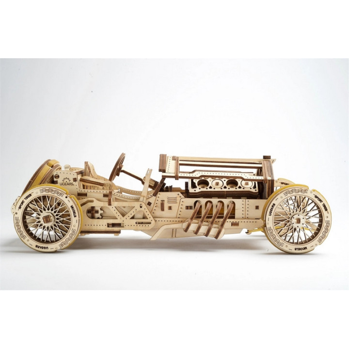 Ugears 3D dřevěné mechanické puzzle U9 Auto (Grand Prix)