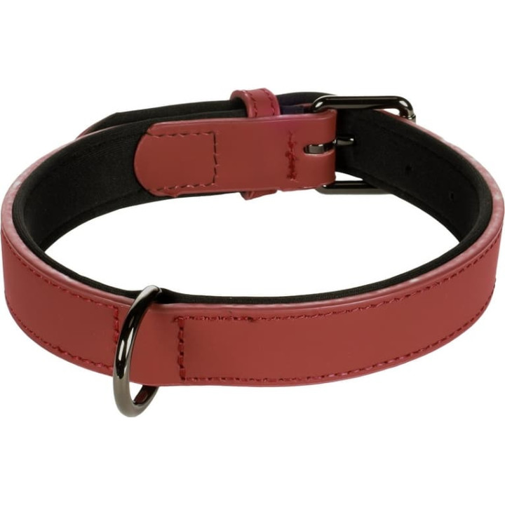 Flamingo Binti Kožený obojek s neoprenem Červená M/L