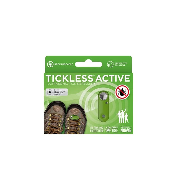 TICKLESS® ACTIVE Dobíjecí ultrazvukový odpuzovač klíšťat a blech pro lidi Green