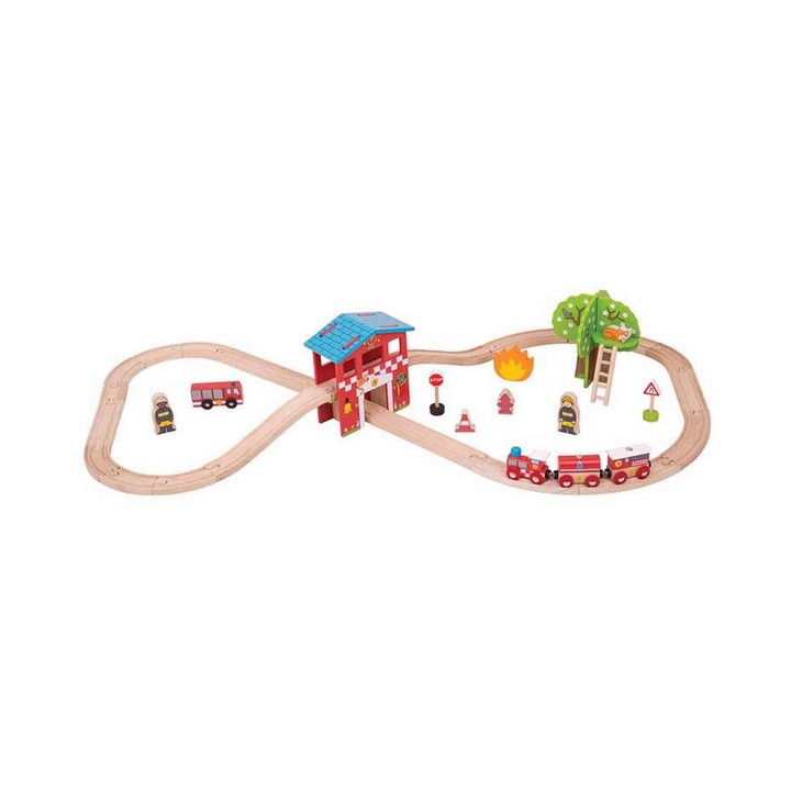 Bigjigs Rail Dřevěná vláčkodráha hasičská stanice