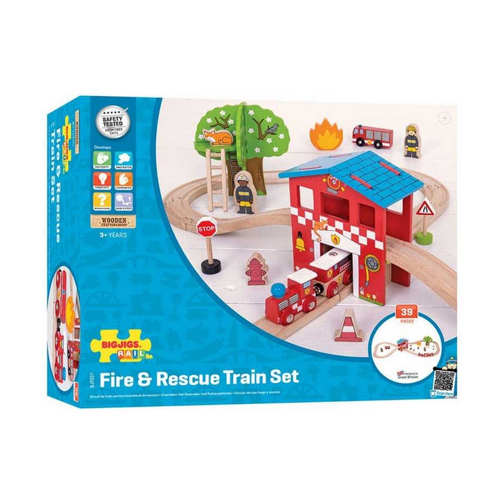 Bigjigs Rail Dřevěná vláčkodráha hasičská stanice