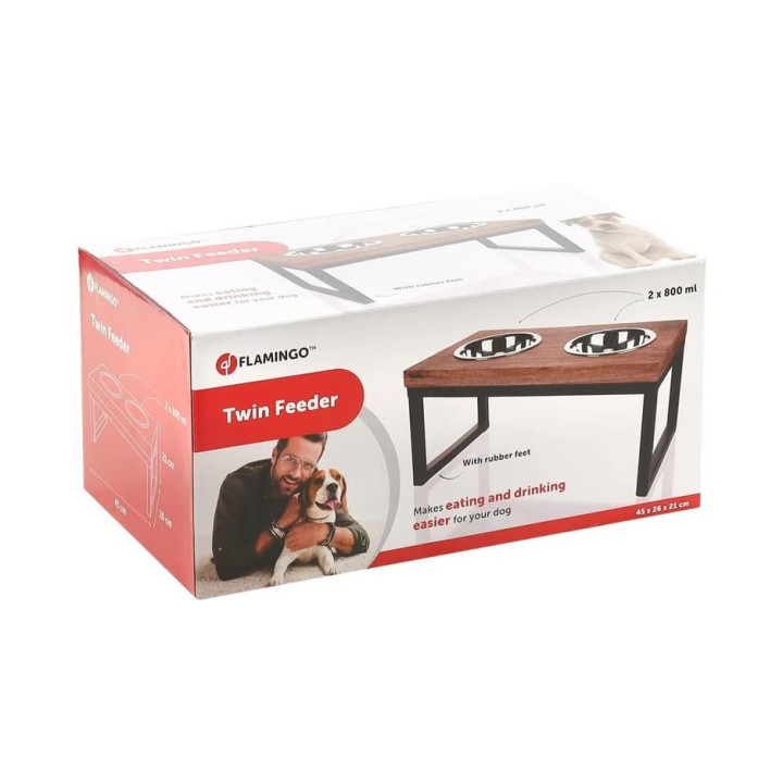 Flamingo Tommy Duo Dinner Stojan se 2 nerezovými miskami 800ml
