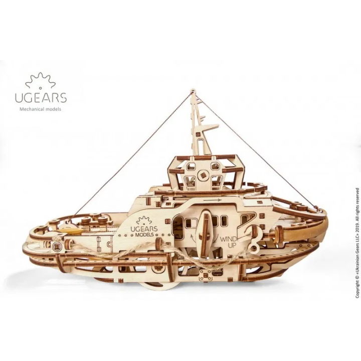 Ugears 3D dřevěné mechanické puzzle Remorkér