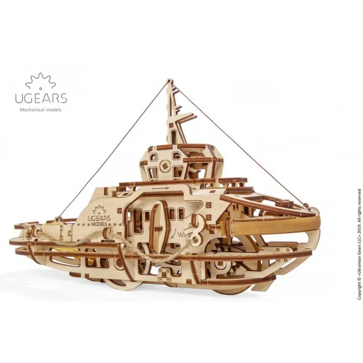 Ugears 3D dřevěné mechanické puzzle Remorkér