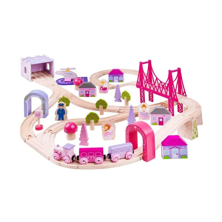 Bigjigs Rail Dřevěná velká vláčkodráha princezny