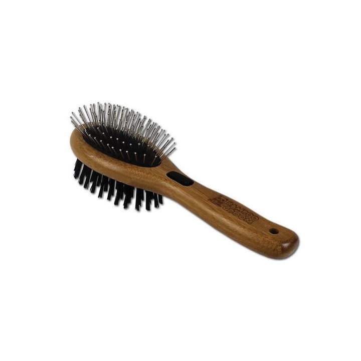 Bamboo Groom Velký kartáč kombinovaný se štětinami a nerezovými hroty