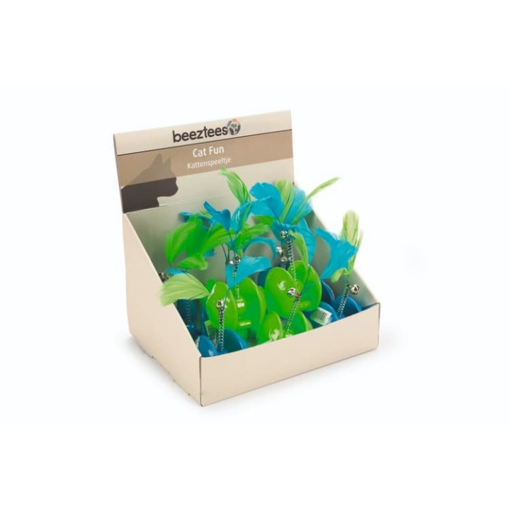 Beeztees Hračka pro kočky plastové kyvadlo kulaté s pírkem 5cm