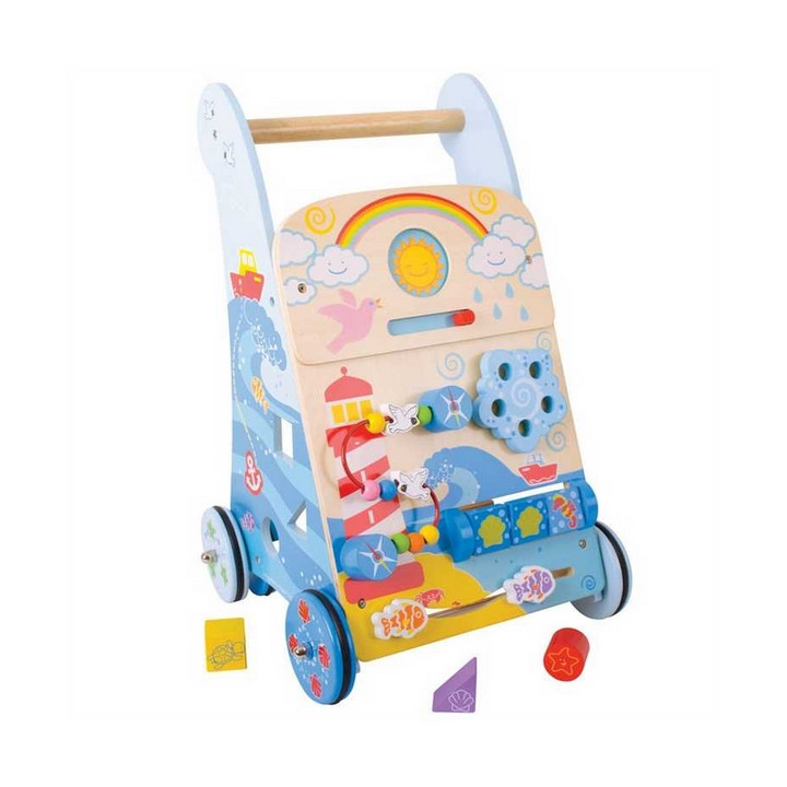 Bigjigs Baby Dřevěné aktivní chodítko moře