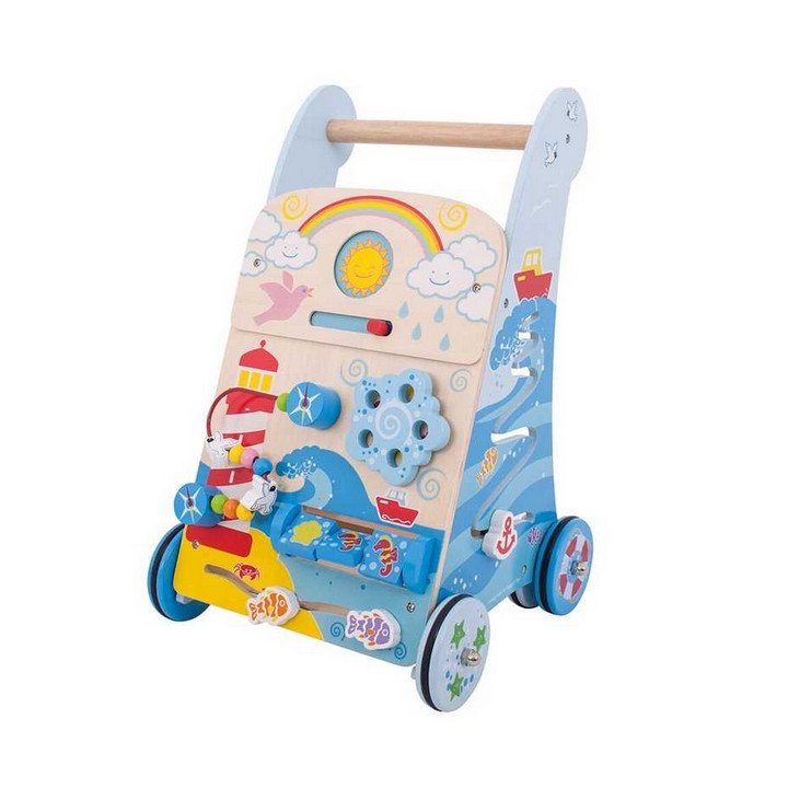 Bigjigs Baby Dřevěné aktivní chodítko moře