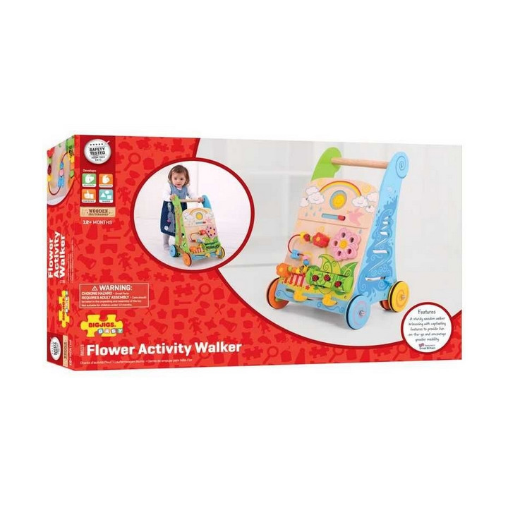 Bigjigs Baby Dřevěné aktivní chodítko zahrada