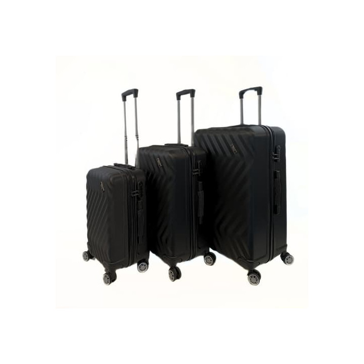 Bavy Cestovní kufr skořepinový Waves Black - set 3 ks
