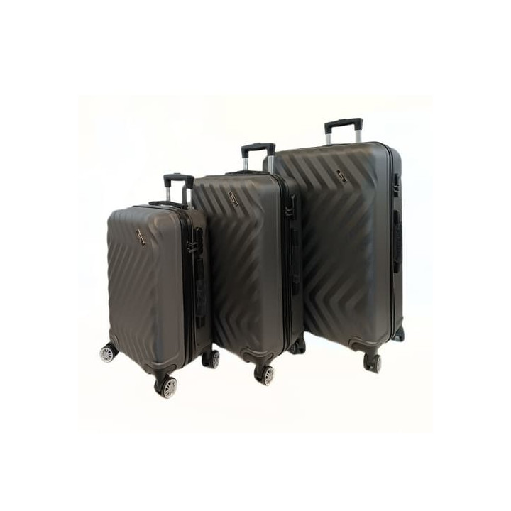Bavy Cestovní kufr skořepinový Waves Dark grey - set 3 ks