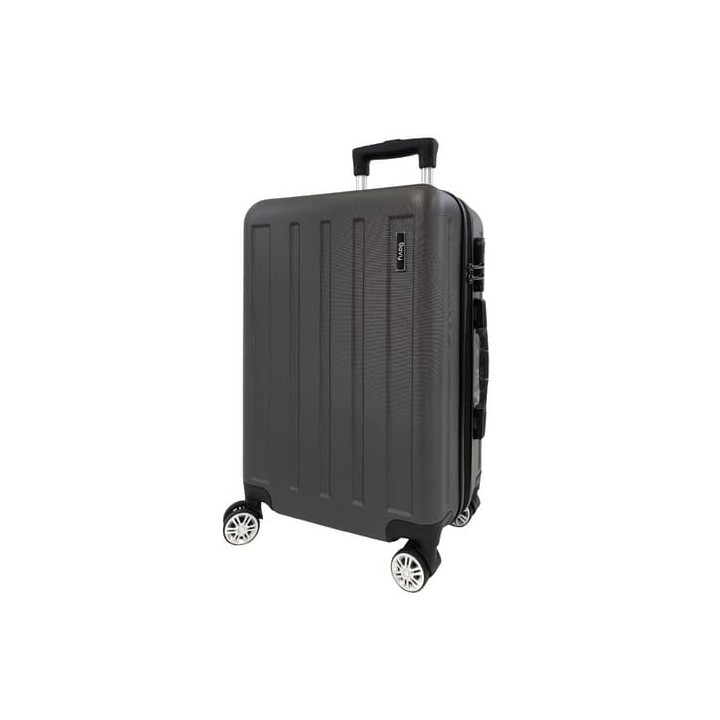 Bavy Cestovní kufr skořepinový 20" Stripes Dark grey