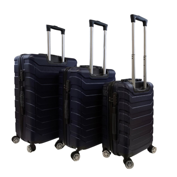 Bavy Cestovní kufr skořepinový Ribs Navy - set 3 ks