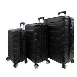 Bavy Cestovní kufr skořepinový Ribs Black - set 3 ks