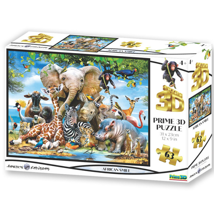 HM Studio Puzzle 3D Afrika úsměv 63 dílků
