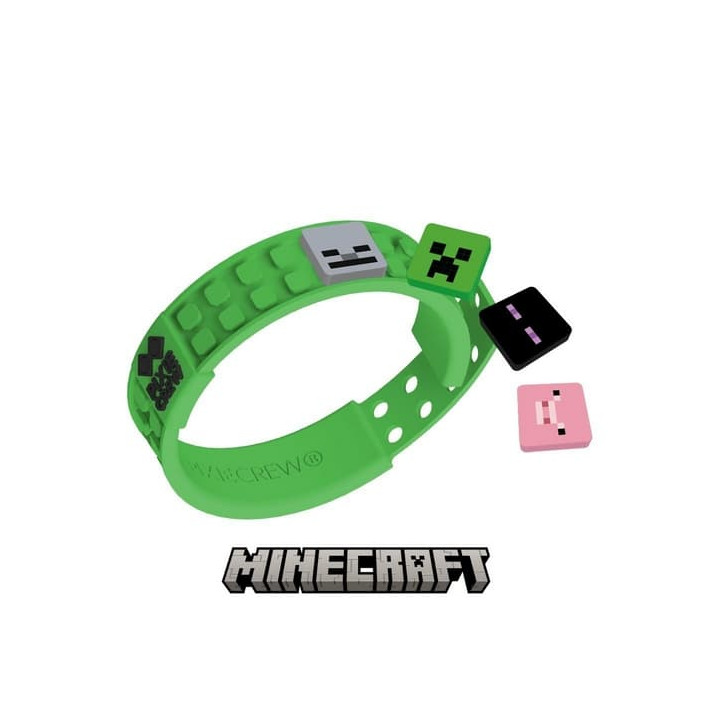 PIXIE CREW & MINECRAFT Nastavitelný náramek, zelený, 4 multipixely
