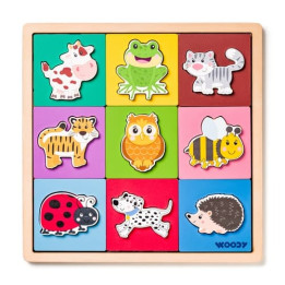 Puzzle se zvířátky, tvary-barva