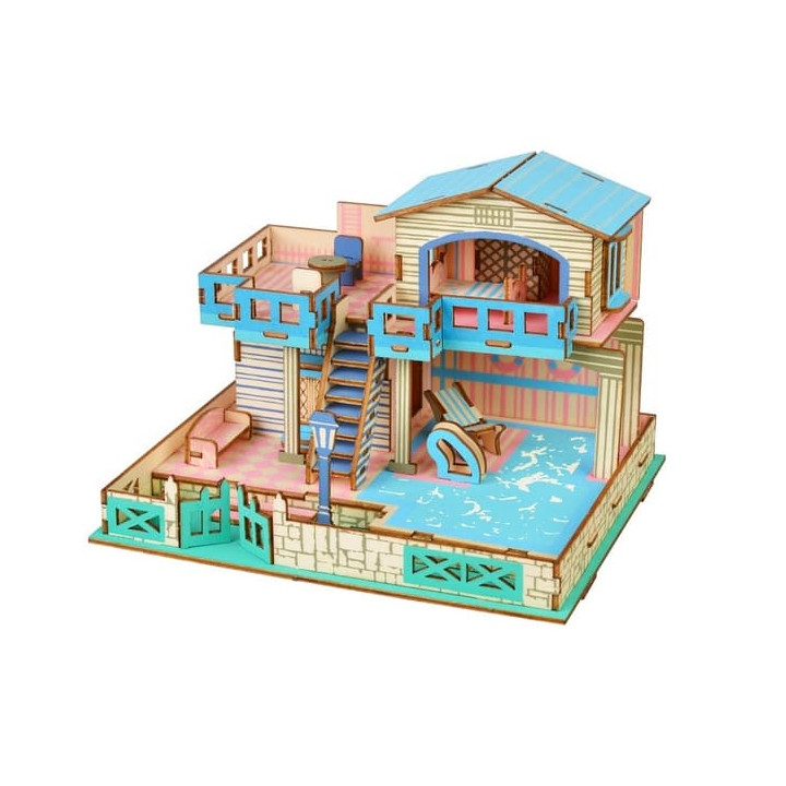 Woodcraft Dřevěné 3D puzzle Vila na ostrově Lembongon