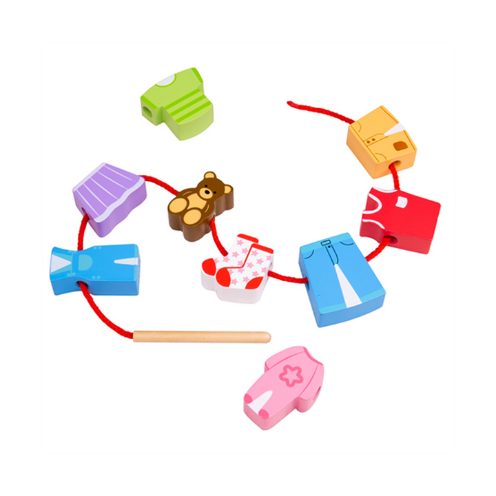 Bigjigs Toys Navlékání korálků oblečení
