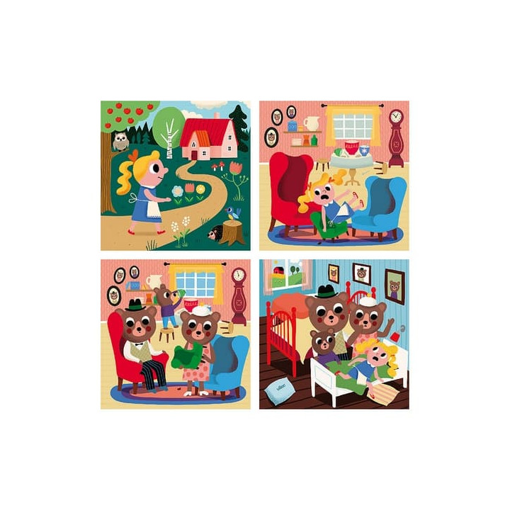 Vilac Dřevěné puzzle Zlatovláska 4 v 1