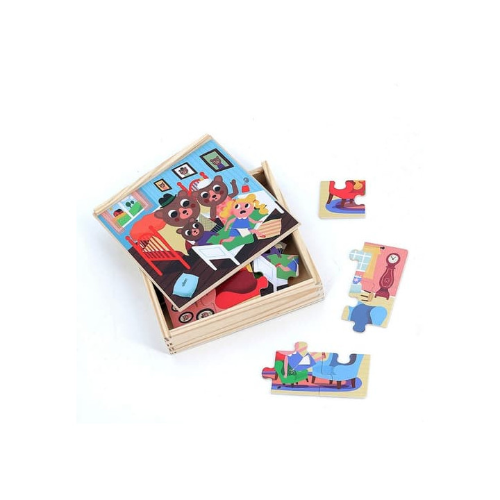 Vilac Dřevěné puzzle Zlatovláska 4 v 1