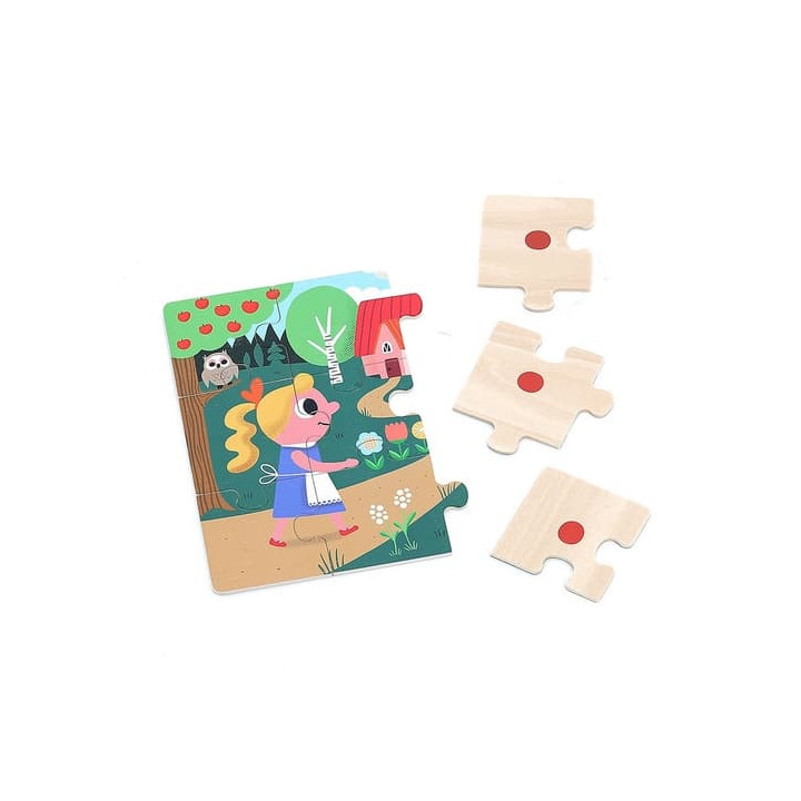 Vilac Dřevěné puzzle Zlatovláska 4 v 1
