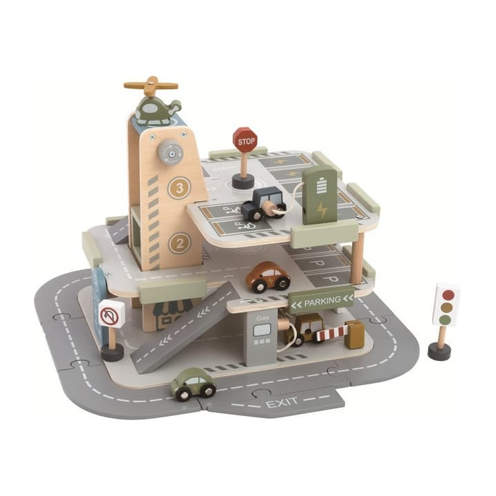 2Kids Toys Dřevěná garáž s cestou