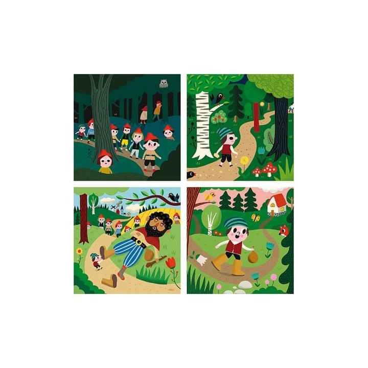 Vilac Dřevěné puzzle O Palečkovi 4 v 1
