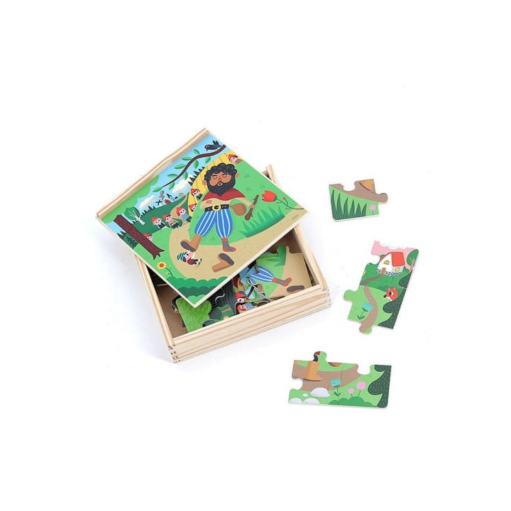 Vilac Dřevěné puzzle O Palečkovi 4 v 1