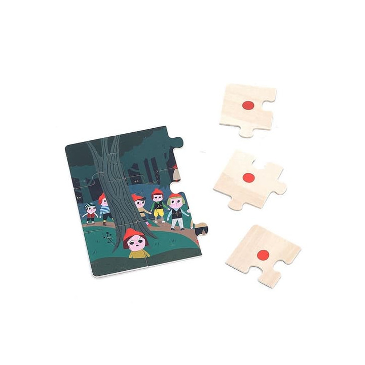 Vilac Dřevěné puzzle O Palečkovi 4 v 1