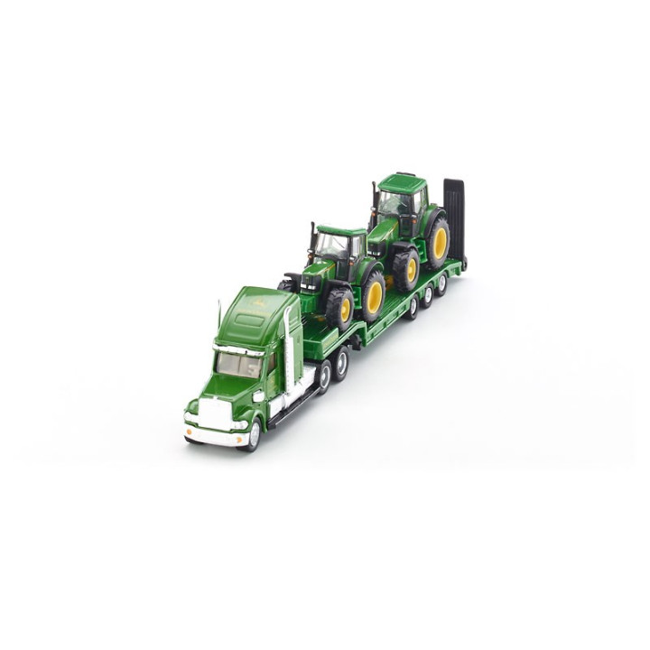 SIKU Farmer 1837 - Tahač s podvalníkem a traktory John Deere, měřítko 1:87