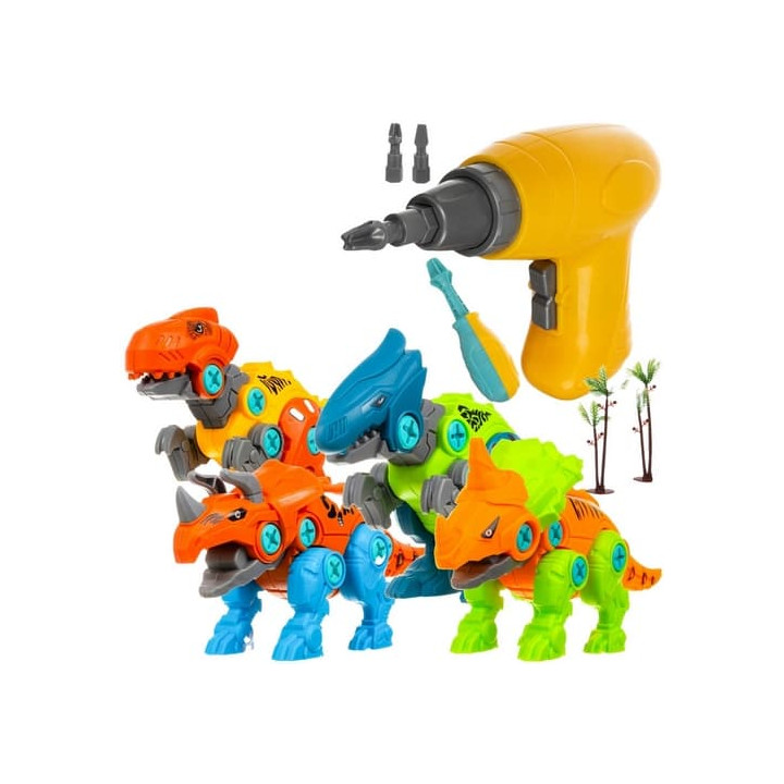 Stavebníce - šroubovací dinosauři, sada 4 v 1 se šroubovákem