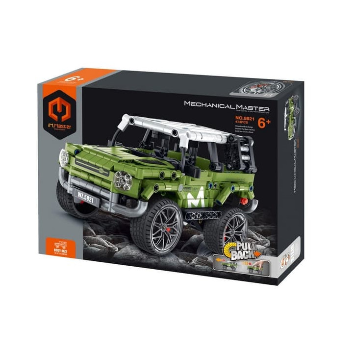 Stavebnice iM.MASTER terénní auto plast 474 dílků na zpětné natažení