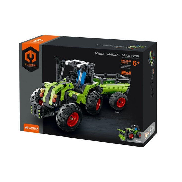 Stavebnice iM.MASTER traktor/traktor s valníkem 2v1 plast 346 dílků