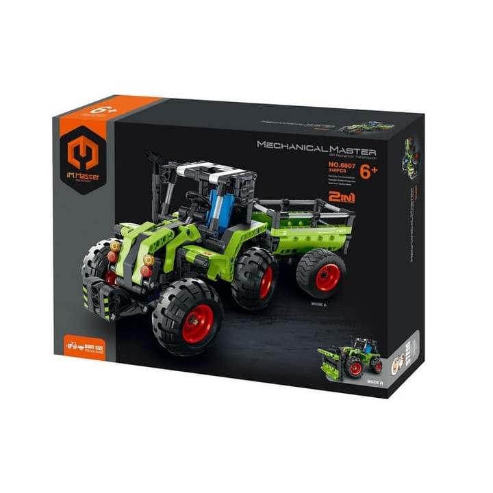 Stavebnice iM.MASTER traktor/traktor s valníkem 2v1 plast 346 dílků
